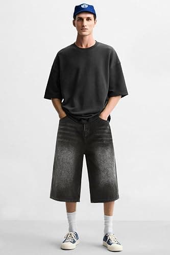 GINGTTO Mens Baggy Jean Shorts Loose Fit Long Denim Shorts Below Knee 15 Inch Inseam thumbnail 7