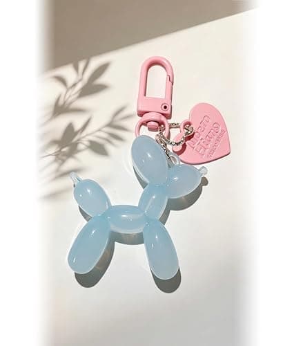 LAEKOU Jelly Balloon Dog Design Keychain for Women, Cute Girls Key Chain, Bag Charms Accessories for Car Purse Backpack thumbnail 2