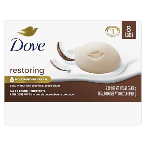 Dove Beauty Bar Soap Restoring Coconut & Cocoa Butter, 8 Bars for Restored Skin, Nourishes Skin 3.75 oz thumbnail 2