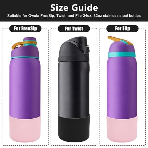 2PCS Silicone Water Bottle Boot for Owala 24 Oz 32 Oz, Anti-Slip Protective Sleeve for FreeSip, Twist, and Flip Stainless Steel Bottles, Bottom Bumper Cover for Owala Water Bottle thumbnail 2