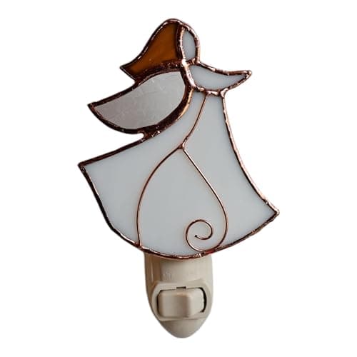 Gift Essentials Angel Plug in Night Light - Stained Glass Nightlight with On/Off Rocker Switch - Includes One 4 Watt Replaceable Incandescent Warm Glow Bulb - Image 1