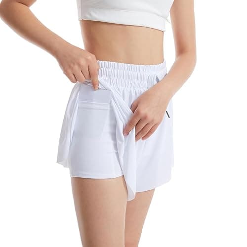 Celfaeree 3-4 Packs Girls Flowy Butterfly Shorts Athletic 2 in 1 Running Active Skirt Shorts, Workout Short for Kids Teens thumbnail 3