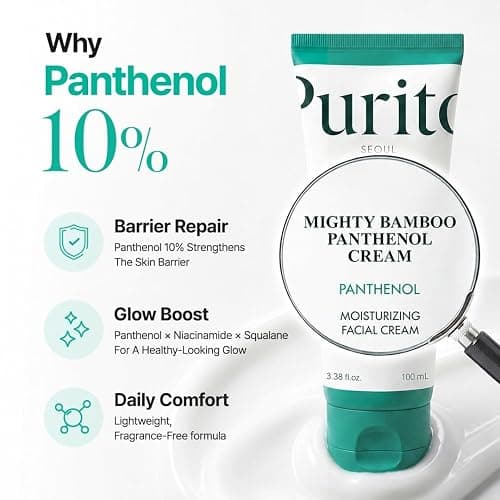 PURITO Panthenol 10% Cream for Sensitive Skin, 3.38 fl.oz | Skin Barrier Repair, Face Moisturizer, Blemish-Prone Care, Non-Comedogenic & Vegan, Korean Skincare thumbnail 3