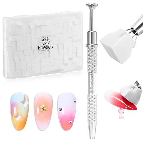 Beetles 150Pcs Soft Nail Sponges for Ombre, White Nail Sponge with Grabbing Pen, Blooming Nails Art Brushes, Gradient Manicure DIY Tools, Professional Accessories Supplies for Home and Salon Use thumbnail 8