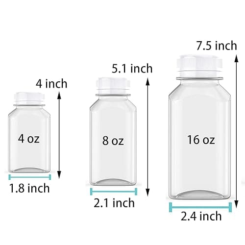 Axe Sickle 6 Pcs 4 Ounce Juice Bottles Plastic Milk Bottles Bulk Beverage Containers with Tamper Evident Caps Lids White for Milk, Juice, Drinks and Other Beverage Containers thumbnail 3
