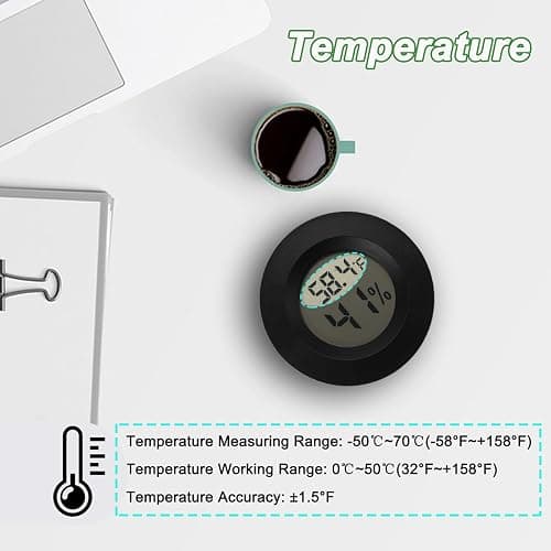Mini Hygrometer Thermometer Digital Humidity Meter Indoor/Outdoor Humidity Monitor Reptile Thermometer for Humidors Greenhouse Garden Cellar Fahrenheit(℉)/ Celsius(℃) 2 Pack thumbnail 4