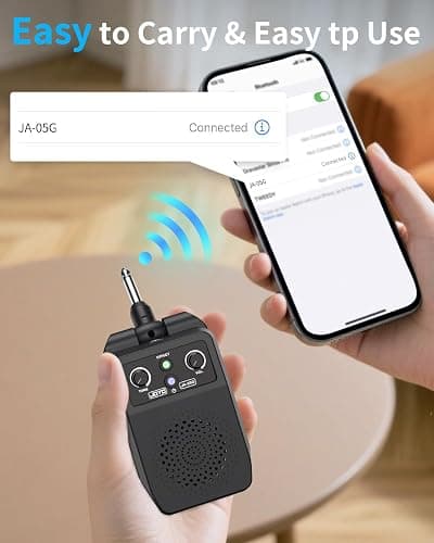 JOYO Mini Amp 5W Portable Electric Practice Amp Bluetooth Rechargeable Guitar Amplifier Built-in 4 Effects Clean Distortion Overdrive Reverb, Black (JA-05G) thumbnail 6