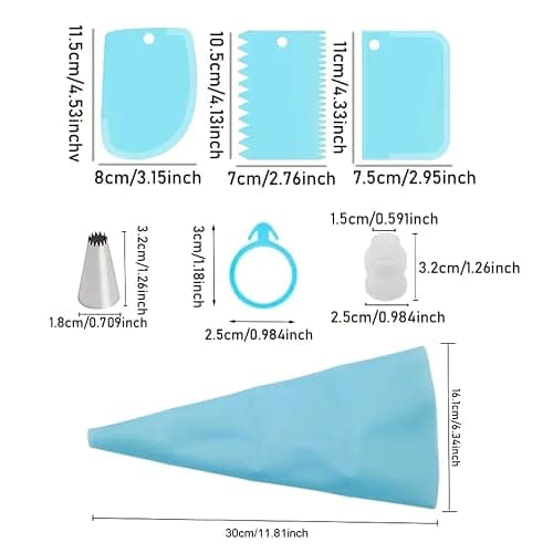 21pcs Cake Decorating Tool Kit – Includes 2 Silicone Reusable Piping Bags, 16 Piping Tips, 3 Cake Scrapers – DIY Cake Decorations and Baking Tools thumbnail 2