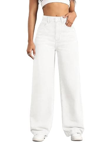 Mars power Straight Leg Jeans for Women,High Waisted Wide Leg Loose Stretchy Boyfriend Denim Pants Baggy Jeans for Women - Image 1
