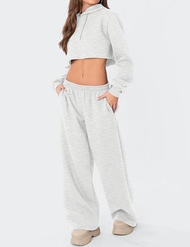 LOMON Wide Leg Sweatpants Women Fleece Sweat Pants Fall Clothes 2025 Teen Girl Baggy Jogger Sweatpant with Pockets thumbnail 6