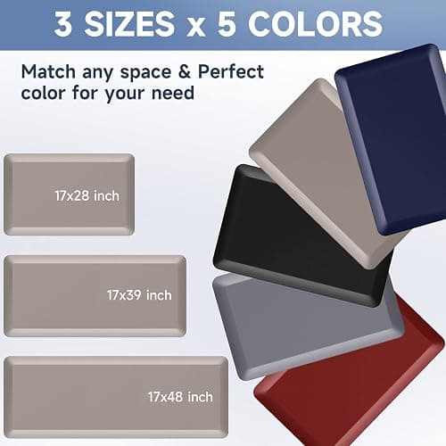 StepRite 4/5 Inch Thick Kitchen Mat Anti Fatigue Mat Kitchen Rugs Kitchen Decor Non-Slip, Stain & Water Resistant, Kitchen Mats Desk Mat for Kitchen, Office, Workshop, Khaki, 17'' x 28'' thumbnail 4