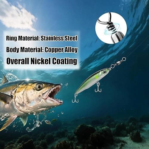 Natufish Fishing Barrel Swivels - 50Pcs/100pcs Solid Ring Rolling Swivel Connector High Strength Fishing Terminal Tackle for Saltwater Sea Fishing thumbnail 3