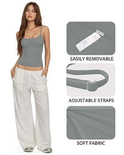 TRENLIVER Womens 3 Pack Cami Tank Tops Adjustable Spaghetti Straps Shirts | Square Neck Top, Basic Sleeveless, Slim Fit, Y2k Going Out Clothing, Chic Layering Base, Vacation, Daily Wear thumbnail 5