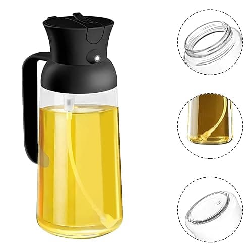 Oil Spray Bottle, 600ML Oil Sprayer for Cooking, 2 in 1 Premium Olive Oil Dispenser Bottle, Glass Oil Dispenser and Oil Sprayer, for Air Fryer, Baking, Grilling thumbnail 6