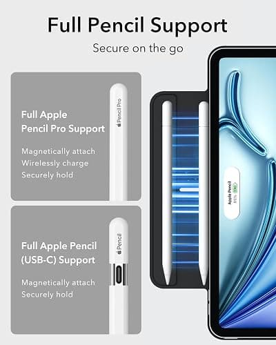 ESR für iPad Air 11 Zoll 2025 Hülle M3/M2, iPad Air 7/6/5/4 Hülle (2024/2022/2020) Starke Magnetbefestigung, Trifold Ständerhülle, unterstützt Pencil Pro/USB-C, automatisches Ruhen/Wecken, Schwarz - Schwarz thumbnail 6