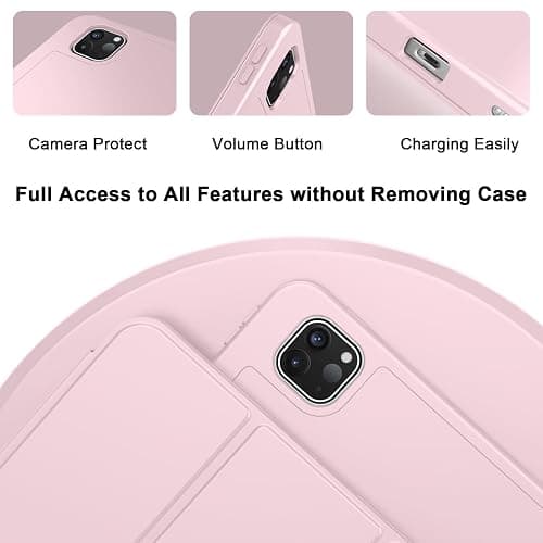 ZryXal iPad Pro 11 Inch Case (M5) 2025/ (M4) 2024 (Model: A2836/A2837/A3006), Trifold Stand Smart Cover with Pencil Holder and Soft TPU Back, Auto Wake/Sleep (Pink) thumbnail 3