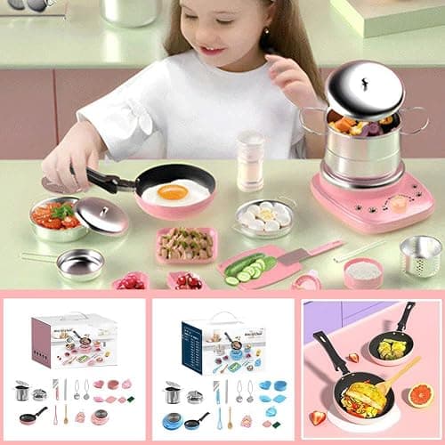 Kids Real Cooking Set,22Pcs Food-Grade Stainless Steel Kids Cooking Sets with Knife & Tools,Real Food Making Beginner Educational Toys,Mini Kitchen Utensils for Boys Girls thumbnail 2