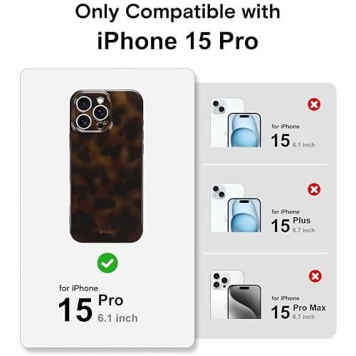 Wlxee Phone Case for iPhone 15 Pro Cute Stylish Leopard Aesthetic Tortoise Amber Design Slim Shockproof Translucent Matte Brown Clear Case for iPhone 15 Pro, Deep Tortoise Print thumbnail 7