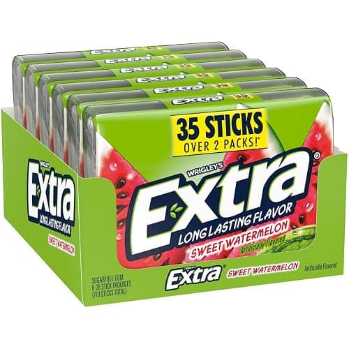 EXTRA Sweet Watermelon Sugar Free Chewing Gum Pack, 35 Sticks (Pack of 6), Mega Bulk Gum - Image 1