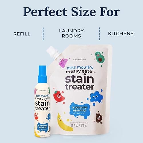 Miss Mouth's Messy Eater Stain Treater - 32oz Refill - Newborn & Baby Essentials - No Dry Cleaning Food, Grease, Coffee Off Laundry, Underwear, Fabric thumbnail 9