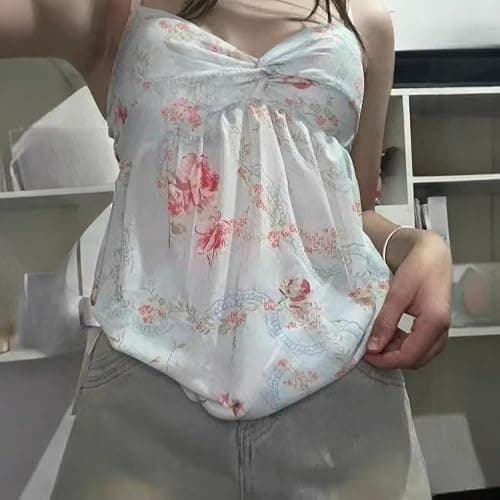 Emo Coquette Cropped Top Grunge 2000s Spaghetti Strap Tops Streetwear Vintage Camisole Y2k Cheetah Tops thumbnail 3