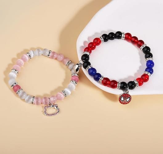 Korotho Matching Spider Bracelets for Couples Best Friend, Christmas Matching Heart Charm Bracelets Gifts for Couples Friends Spider Friendship Jewelry to Sister Bestie Long Distance Gift for Bf Gf thumbnail 4
