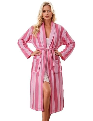 TIKITIDES Women Fleece Fruit Print Robe Cute Robes for Women Spring Summer Lightweight Bathrobe Soft Flannel Gown with Belt - Image 1