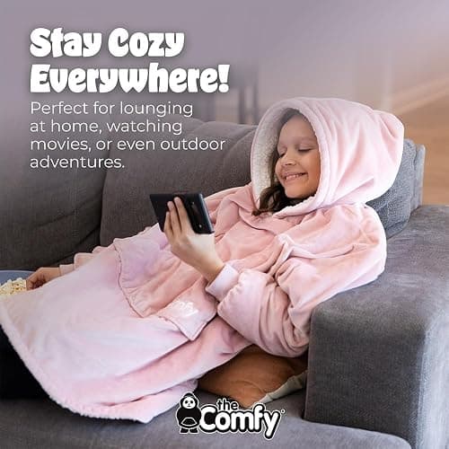 THE COMFY Original Jr | Shark Tank | Patented | Kids Oversized Sherpa Wearable Blanket Hoodie | Gift for Boys & Girls thumbnail 6
