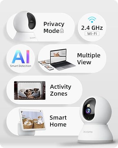 Security Camera 2K, blurams Baby Monitor Dog Camera 360-degree for Home Security w/Smart Motion Tracking, Phone App, IR Night Vision, Siren, Works with Alexa & Google Assistant & IFTTT, 2-Way Audio thumbnail 7