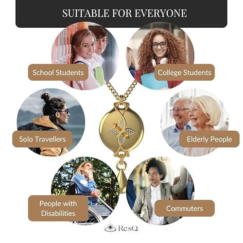 ResQ Luxury Safety Necklace for Women, Medical Alert Necklace, GPS Tracker, 24/7 Human Agent Support, Personal Alarm Jewelry - Mahi Paperclip Necklace (Rosegold On Rosegold) thumbnail 3