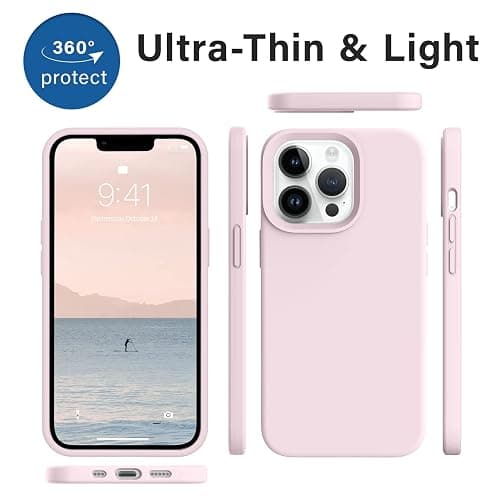 AOTESIER Compatible with iPhone 13 Pro Phone Case, [Military Shockproof Protection] Liquid Silicone Case with [Soft Anti-Scratch Microfiber Lining] Camera & Screen Protection 6.1 inch, Ice Pink thumbnail 8
