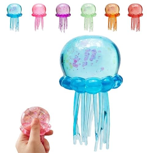 Doh Jellyfish Design Squeeze Stress Ball, Ultra Soft Slow Rise Sensory Fidget Toy, Summer Sensory Stress Relief, Gift for Office Desk Party Favors Birthday Gift (1#Blue) - Image 1