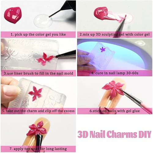Fcozpjk 3D Sculpting Gel, 15g Clear Molding Gel for Silicone Nail Charms Molds Quick Dry Gels Glue Modeling Carving Flowers Design Nail Charms DIY Home Manicure Salon Supplies UV/LED Cure Needed thumbnail 6