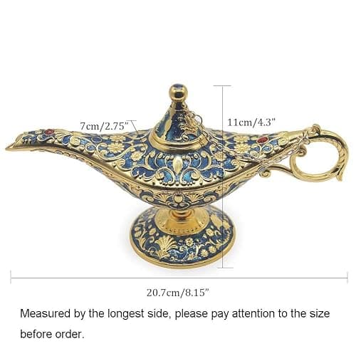 AVESON Classic Vintage Aladdin Magic Genie Costume Lamp Home Table Decoration & Gift, Golden Blue thumbnail 3
