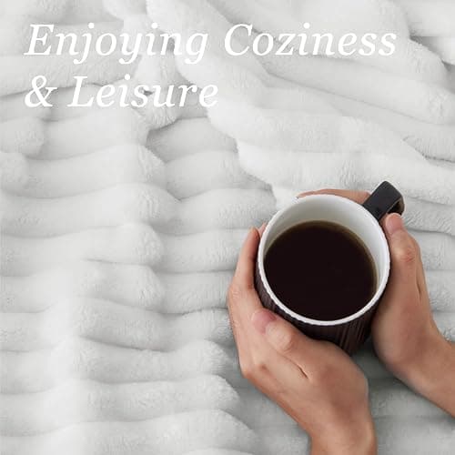 BEDELITE Ribbed Twin Blanket for Couch & Bed, Bright White, 60"x80" | Ultra-Soft Plush Fleece, Cozy, Warm Yet Lightweight, Ribbed Texture, Home Decor, Machine Washable, Giftable, All-Season Use thumbnail 4