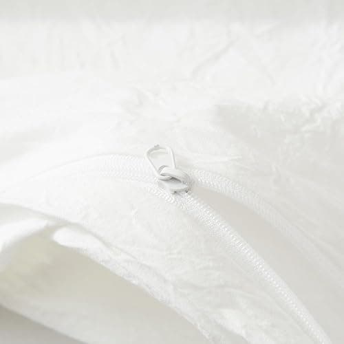 LIFETOWN 100% Washed Cotton Duvet Cover Set Linen Feel Natural Wrinkle Lightweight Comfy (Queen, White) thumbnail 5