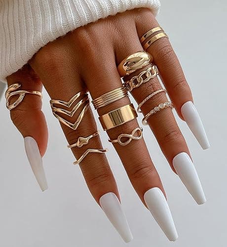 iF YOU 25 Pcs Gold Knuckle Ring Set for Women, Chunky Stackable Finger Midi Rings, Silver Simple Stacking Cute Rings Pack Trendy Stuff Jewelry Gift thumbnail 4
