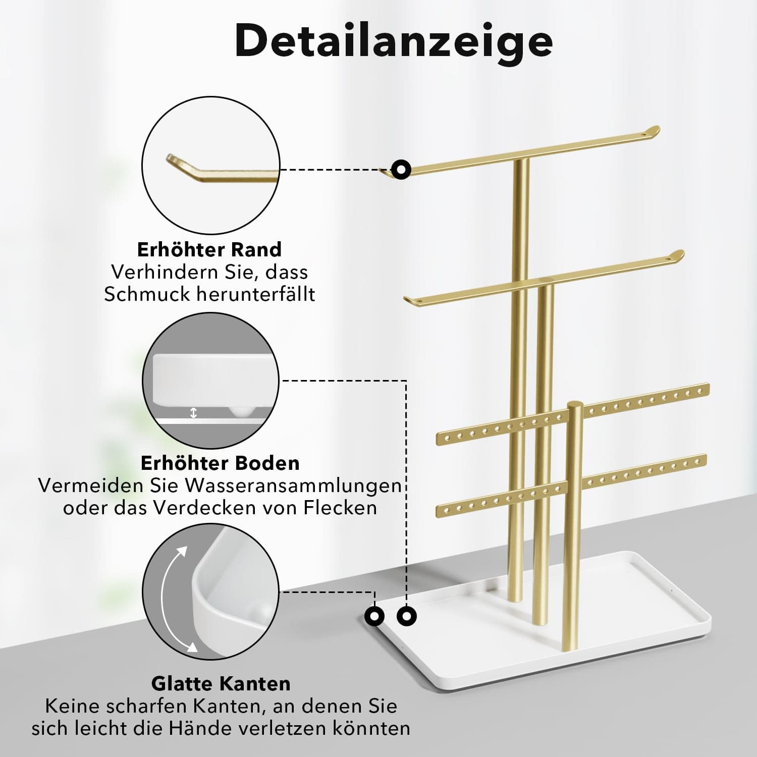 Jewelry Organizers,Jewelry Stand 32cm High,4 Layers,Sturdy Jewelry Storage,Jewelry Holder,Jewelry Tray,Gold thumbnail 4
