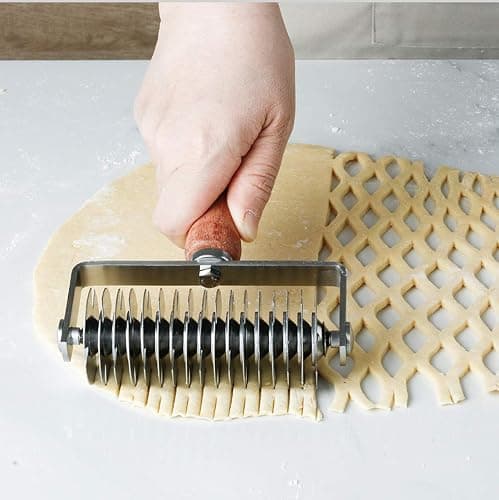 AMPSEVEN Pastry Lattice Roller Cutter - Stainless Steel Dough Lattice for Pie Pizza Bread beef wellington Pastry Crust Roller Cutter thumbnail 2