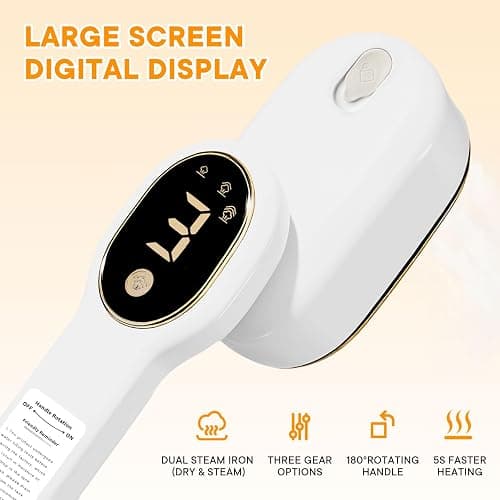 Smart Travel Steamer for Clothes, 1200W Handheld mini travel Steam All-in-One Portable Steamer Iron with LCD Display, 3 Steam Modes & 5s Fast Heat-up, Garment Steamer for Travel, Home, and Office thumbnail 3