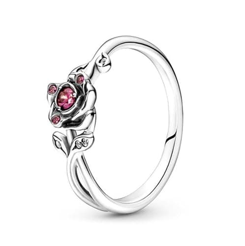 Anello da Dito Autentico Anello di Rosa La Bella e la Bestia per Le Donne Festa di Nozze Europa Gioielli di Moda 50 - Image 1