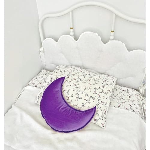 YAKEV Moon Shaped Throw Pillow Star Couch Cushion Decorative Pillows Fluffy Velvet Stars Home Decor Plush for Bedroom (Moon, Purple) thumbnail 2