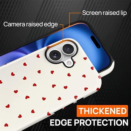casesok for iPhone 17 Case,Compatible with MagSafe,Dual-Layer Hard Shell + Silicone Cover,Full Body Protection Shockproof Case for iPhone 17-Red Hearts Girly Aesthetic thumbnail 6