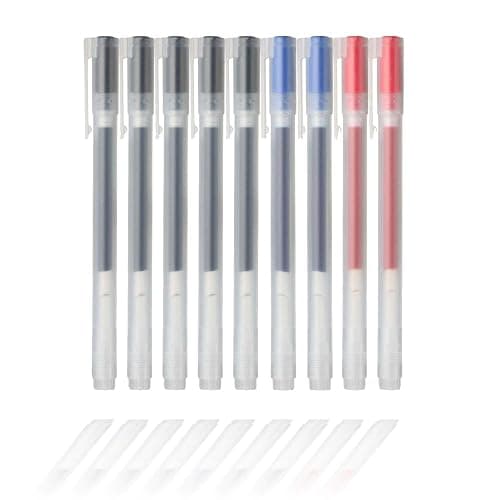 MUJI Gel Ink Ballpoint Pens 0.38mm Set of 9 Pack (5 Black 2 Blue 2 Red) - Image 1
