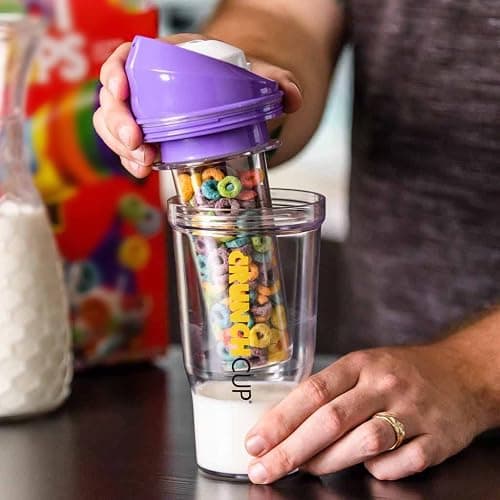 CRUNCHCUP XL Portable Cereal Cup for Breakfast On the Go - Purple | Skip the Spoon and Bowl - Designed for a quick, convenient breakfast at home, on the go, or during busy mornings. thumbnail 6
