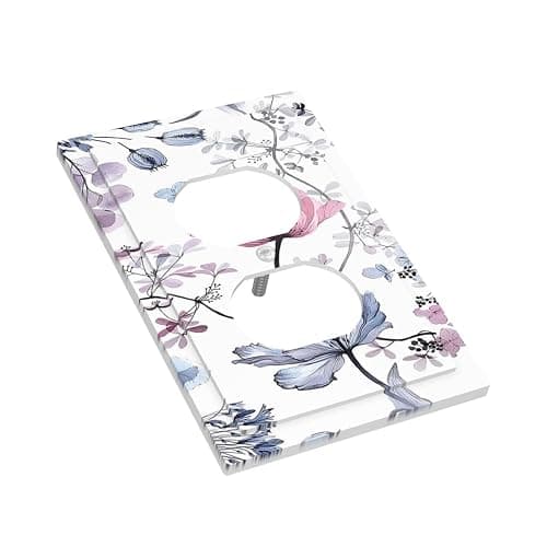 Naiqadnehz Outlet Covers Watercolor Floral Pink Blue Purple 1 Gang Duplex Light Switch Cover Plate Decorative Switch Plate Covers Electrical Socket Cover for Home living Room Decor thumbnail 4
