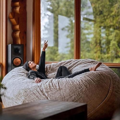 JaidWefj Faux Fur Bean Bag,Adults Luxurious Giant 5/6/7ft Huge Bean Bag Chair,Ultra Soft Bean Bag Chair(No Filler) E 6FT 150X75cm thumbnail 4