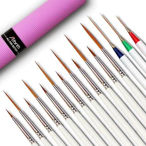 Afantti 15 Pcs Detail Fine Paint Brushes Micro Mini Tiny Artist Paintbrush Set | Ultra Fine Point Tip | for Miniature Acrylic Script Liner Oil Watercolor Nail Art Painting - Image 1