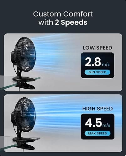 Pro Breeze PowerCool 360 – 6 Inch Quiet Clip On Desk Fan, Small & Powerful Table Fan with Strong Clamp, Plug In Mains Powered, 2 Speeds, 360° Adjustable Head for Bedroom, Office, Cot & Home thumbnail 8