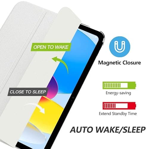 MoKo for iPad (A16) 11th Generation Case 11 Inch 2025, iPad 10th Generation Case 10.9 Inch 2022, Slim Stand Hard PC Translucent Back Shell Smart Cover, Support Touch ID, Auto Wake/Sleep, White thumbnail 4